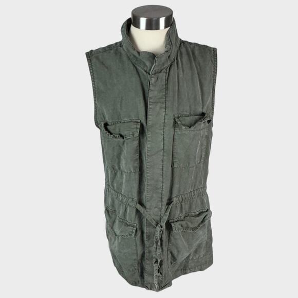 Mossimo Sleeveless Jacket Vest Medium Olive Green 100% Lyocell Full Zip Button - Picture 1 of 5